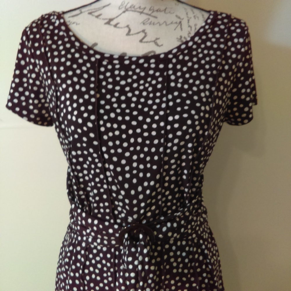 Perceptions 2 Piece Dress Brown White Dots…